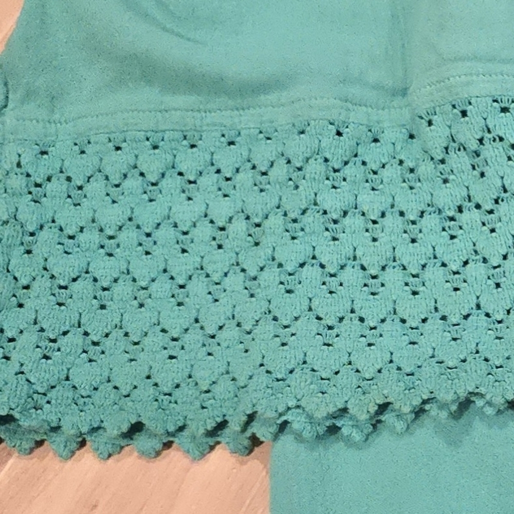 GRETTY ZUEGER Tunic Top Boho Embroidered Peasant Crochet Lace Vneck Turquoise XL - Picture 3 of 9